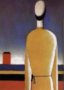 Kasimir Malevich The Half-length wear a yellow shirt oil painting